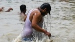 People take a dip in the Ganga Canal during a hot summer day in Muradnagar in Ghaziabad on June 16, 2021. (Representational)(AFP) People take a dip in the Ganga Canal during a hot summer day in Muradnagar in Ghaziabad on June 16, 2021. (Representational)(AFP)