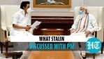 MK Stalin hands over a memorandum to PM Modi MK Stalin hands over a memorandum to PM Modi