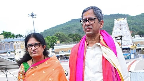 Chief Justice of India Justice NV Ramana at Sri Venkateswara Swamy temple in Tirupati. (ANI Photo) Chief Justice of India Justice NV Ramana at Sri Venkateswara Swamy temple in Tirupati. (ANI Photo)