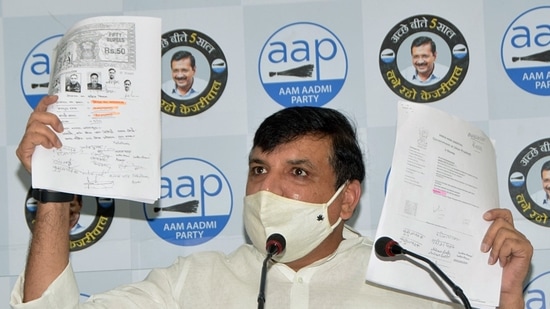 AAP MP Sanjay Singh alleged that Champat Rai, the general secretary of Shriram Janmabhoomi Teerth Kshetra Trust, purchased 1.208 hectares of land worth ₹2 crore in Ayodhya’s Bag Bjaisi village for ₹18.5 crore (ANI) AAP MP Sanjay Singh alleged that Champat Rai, the general secretary of Shriram Janmabhoomi Teerth Kshetra Trust, purchased 1.208 hectares of land worth ₹2 crore in Ayodhya’s Bag Bjaisi village for ₹18.5 crore (ANI)