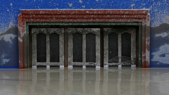 A window of a partially submerged house in Sindhupalchok, on June 16. Earlier, Meteorologists from Nepal and other South Asian nations had predicted that the monsoon for the year 2021 will arrive earlier than last year and that Nepal and some other Asian countries are expected to receive normal to above-normal rainfall, ANI reported.(Navesh Chitrakar / REUTERS)