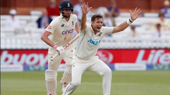 Tim Southee (in pic), Trent Boult, Kyle Jamieson and Neil Wagner (Matt Henry played in the second Test against England) collectively produced 1.64 degrees of swing against England. (AFP)