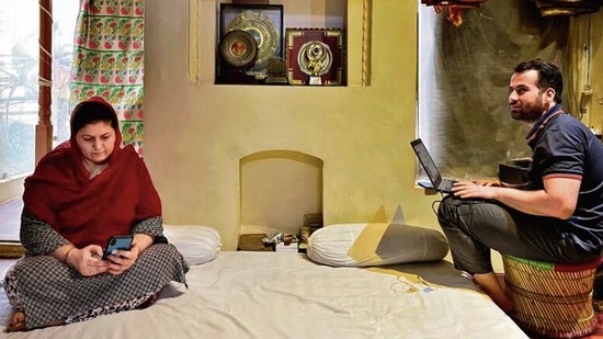 “This is my WFH,” says Mr Alvi. Since the pandemic’s second surge, he has—again—been obliged to work from home. “This is my WFH,” says Mr Alvi. Since the pandemic’s second surge, he has—again—been obliged to work from home.
