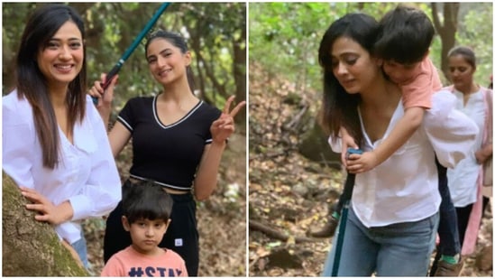 Shweta Tiwari with daughter Palak Tiwari and son Reyansh.