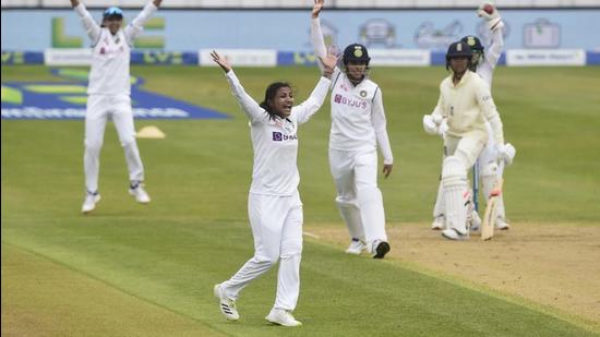 India's Sneh Rana appeals for wicket against England Action Images via Reuters/Rebecca Naden (Action Images via Reuters)