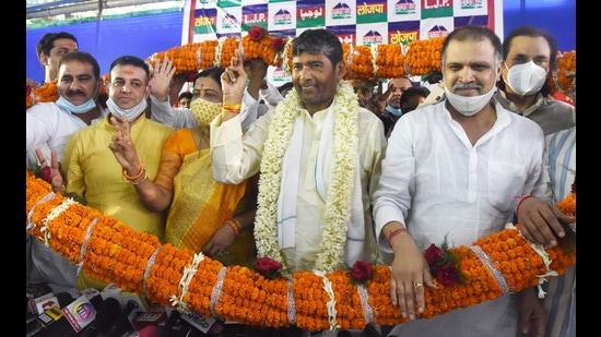 Pashupati Kumar Paras was felicitated at the party office in Patna after his faction announced his election as the Lok Janshakti Party (LJP) new national president (HT Photo/Santosh Kumar) Pashupati Kumar Paras was felicitated at the party office in Patna after his faction announced his election as the Lok Janshakti Party (LJP) new national president (HT Photo/Santosh Kumar)
