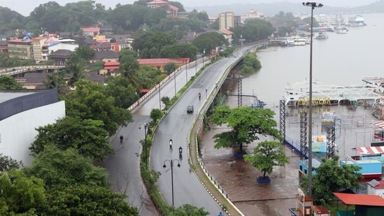 A view of the deserted streets as Goa government has imposed lockdown following the rising cases of Covid-19, in Panaji. (ANI) A view of the deserted streets as Goa government has imposed lockdown following the rising cases of Covid-19, in Panaji. (ANI)
