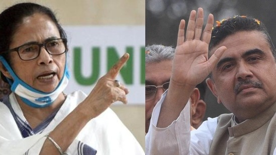 Mamata Banerjee (left) and Suvendu Adhikari