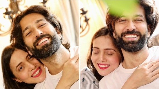 Nakuul Mehta poses with his wife Jankee Parekh.