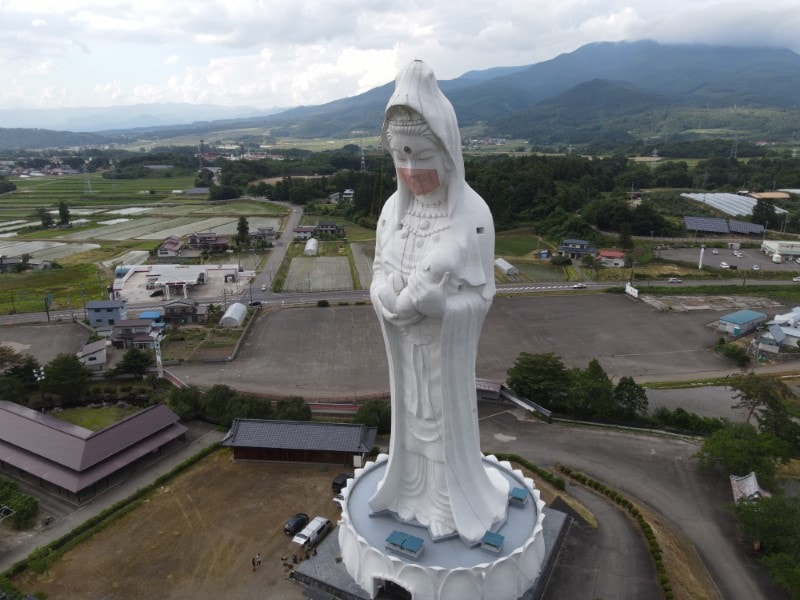 Giant Buddhist goddess gets custom face mask in Japan Trending