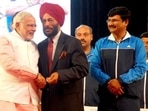 PM Narendra Modi with Milkha Singh.
