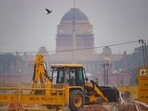 Construction work underway as part of the Central Vista Redevelopment Project, at Rajpath in New Delhi, Thursday, May 6, 2021. (PTI) Construction work underway as part of the Central Vista Redevelopment Project, at Rajpath in New Delhi, Thursday, May 6, 2021. (PTI)