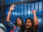 Student activists Natasha Narwal and Devangana Kalita outside Tihar after their release on Thursday. (PTI Photo/Kamal Singh) Student activists Natasha Narwal and Devangana Kalita outside Tihar after their release on Thursday. (PTI Photo/Kamal Singh)