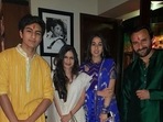 Sara Ali Khan poses with her brother Ibrahim Ali Khan, father Saif Ali Khan, and aunt Saba Ali Khan. Sara Ali Khan poses with her brother Ibrahim Ali Khan, father Saif Ali Khan, and aunt Saba Ali Khan.