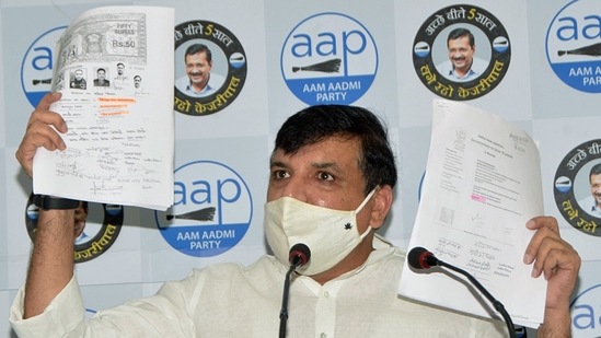 "This clearly shows that there has been corruption in the purchase of land"AAP MP Sanjay Singh said(ANI) "This clearly shows that there has been corruption in the purchase of land"AAP MP Sanjay Singh said(ANI)