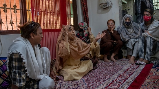 A transgender Kashmiri Shabana Pallo, also one of the gurus, speaks during a special meet of community members in Srinagar, Kashmir, Thursday, June 3, 2021. (AP) A transgender Kashmiri Shabana Pallo, also one of the gurus, speaks during a special meet of community members in Srinagar, Kashmir, Thursday, June 3, 2021. (AP)