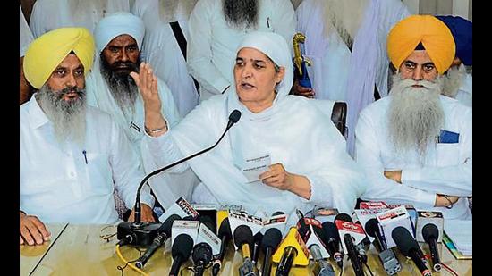SGPC president Jagir Kaur during a press conference in Amritsar on Friday. SGPC president Jagir Kaur during a press conference in Amritsar on Friday.