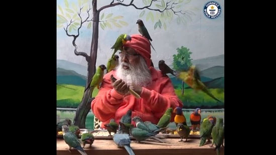 Dr Sri Ganapathy Sachchidananda Swamiji who founded the Shuka Vana sanctuary in Karnataka's Mysuru.(Facebook/Guinness World Records) Dr Sri Ganapathy Sachchidananda Swamiji who founded the Shuka Vana sanctuary in Karnataka's Mysuru.(Facebook/Guinness World Records)