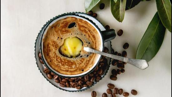 Bullet coffee or keto coffee is prepared by mixing a spoon of butter, ghee, coconut oil to black coffee. (Photo: Shutterstock)