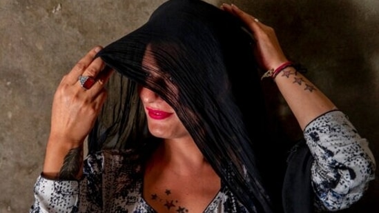 Mehreen Bhat, a transgender Kashmiri, poses for a photograph inside a rented room shared with another transgenders on the outskirts of Srinagar, Kashmir, Saturday, June 5, 2021. (AP) Mehreen Bhat, a transgender Kashmiri, poses for a photograph inside a rented room shared with another transgenders on the outskirts of Srinagar, Kashmir, Saturday, June 5, 2021. (AP)