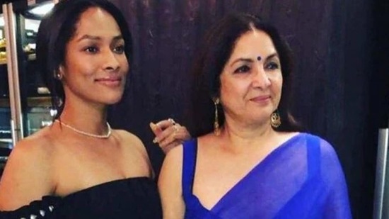 Neena Gupta poses with her daughter, Masaba Gupta.