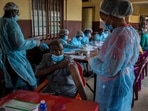 A staff member of the N'zerekore hospital lifts his shirt sleeve as he prepares to get his anti-ebola vaccination in N'zerekore. (AFP) A staff member of the N'zerekore hospital lifts his shirt sleeve as he prepares to get his anti-ebola vaccination in N'zerekore. (AFP)