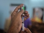 After five minutes, another ANM, giving shots to the 18-45 years age group, administered her a dose of Covishield to Sunila Devi, After five minutes, another ANM, giving shots to the 18-45 years age group, administered her a dose of Covishield to Sunila Devi,
