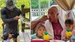 Dwayne Johnson with his daughters Tia and Jasmine. Dwayne Johnson with his daughters Tia and Jasmine.