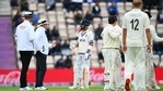 Virat Kohli in discussion with umpires.(Twitter) Virat Kohli in discussion with umpires.(Twitter)
