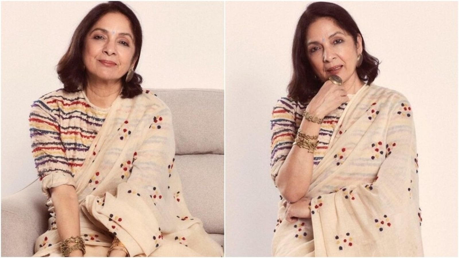 Neena Gupta champions timeless handlooms in saree embroidered with ...