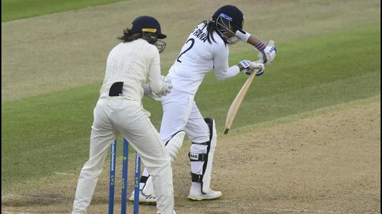 India's Sneh Rana in action against England at the Bristol County Ground on Saturday. (Action Images via Reuters) India's Sneh Rana in action against England at the Bristol County Ground on Saturday. (Action Images via Reuters)