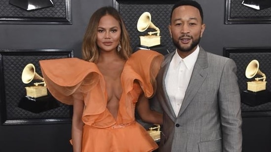 Chrissy Teigen with John Legend at the 62nd annual Grammy Awards.(Jordan Strauss/Invision/AP)