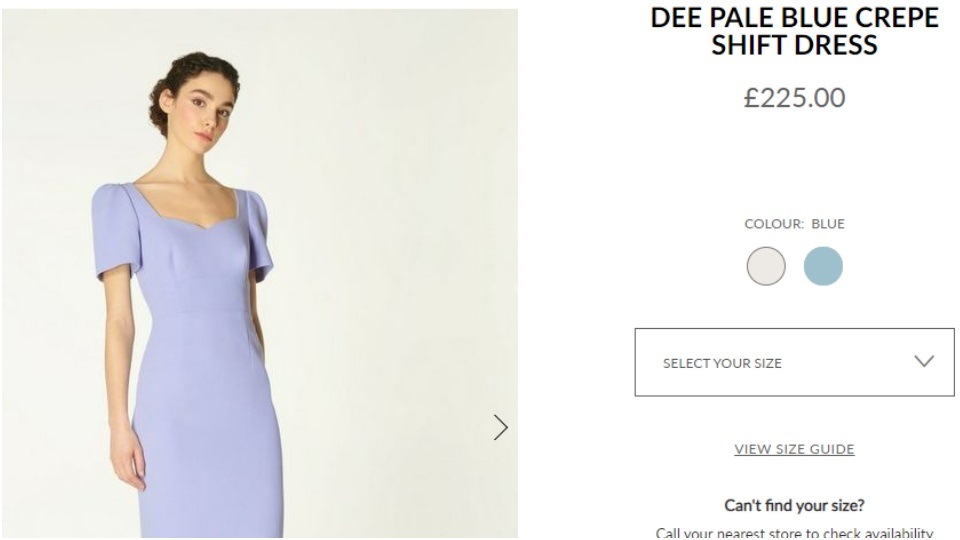 The Dee pale blue crepe shift dress. (lkbennett.com)