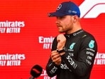 Mercedes driver Valtteri Bottas of Finland addresses the media(AP)