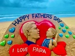 Sand artist Sudarsan Pattnaik's art for Father's Day 2021. Sand artist Sudarsan Pattnaik's art for Father's Day 2021.