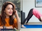 International Yoga Day: Madhuri Dixit does Adho Mukha Svanasana to tone the core(Instagram/@madhuridixitnene) International Yoga Day: Madhuri Dixit does Adho Mukha Svanasana to tone the core(Instagram/@madhuridixitnene)