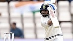 Indian skipper Virat Kohli plays a shot during the second day of the World Test Championship final match between New Zealand and India, at the Rose Bowl in Southampton on Saturday. Indian skipper Virat Kohli plays a shot during the second day of the World Test Championship final match between New Zealand and India, at the Rose Bowl in Southampton on Saturday.