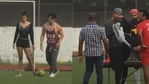 Disha Patani, Tiger Shroff and Ranbir Kapoor stepped out for a football match. Disha Patani, Tiger Shroff and Ranbir Kapoor stepped out for a football match.