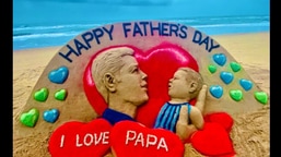 Sand artist Sudarsan Pattnaik's art for Father's Day 2021.