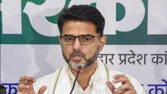 Patna: Congress Party leader Sachin Pilot addresses a press conference for the Bihar Assembly elections, in Patna, Thursday, Oct. 29, 2020. (PTI Photo)(PTI29-10-2020_000035B) (PTI) Patna: Congress Party leader Sachin Pilot addresses a press conference for the Bihar Assembly elections, in Patna, Thursday, Oct. 29, 2020. (PTI Photo)(PTI29-10-2020_000035B) (PTI)