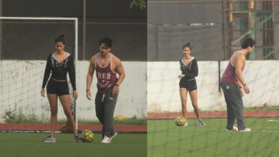 Disha Patani spotted on the football field with rumoured boyfriend Tiger Shroff.(Varinder Chawla)
