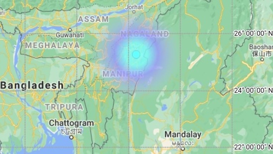 The first earthquake on Sunday occurred near Arunachal Pradesh's Pangin region. (Photo via @NCS_Earthquake on Twitter) The first earthquake on Sunday occurred near Arunachal Pradesh's Pangin region. (Photo via @NCS_Earthquake on Twitter)