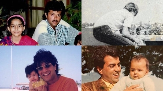 On the occasion of Father's Day, B-Town celebs like Sonam Kapoor Ahuja, Madhuri Dixit, Ananya Panday have shared major throwback pictures with their dads. Check out their adorable childhood pictures here.(Instagram)