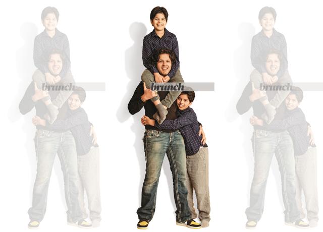 Ayaan says that when he looks back today with the awareness of mental health, he realises he had anxiety [growing up] that he was unable to communicate; On Ayaan: Tshirt, H&M; jeans, True Religion; shoes, Nike Jordans; On Zohaan: Shirt, Tommy Hilfiger; pants, Zara; On Abeer: Shirt, Tommy Hilfiger; pants, Zara