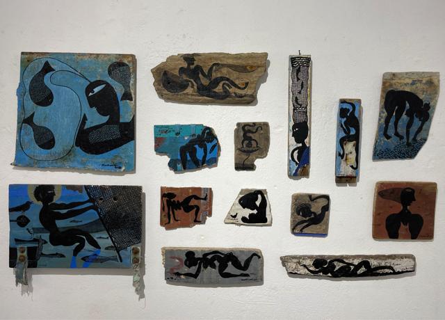 Water colour paintings done by Subodh Kerkar on wood Water colour paintings done by Subodh Kerkar on wood