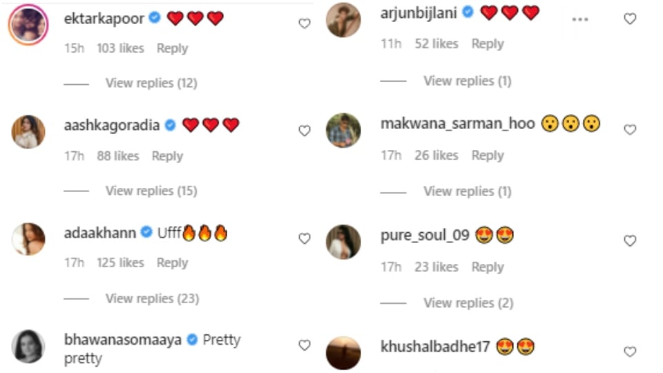 Comments on Mouni Roy's post. Comments on Mouni Roy's post.
