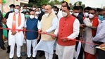 Union home minister Amit Shah inaugurates the Kalol railway bridge, in Gandhinagar on Monday. Chief minister Vijay Rupani, and deputy chief minister Nitin Patel also present. (ANI Photo) Union home minister Amit Shah inaugurates the Kalol railway bridge, in Gandhinagar on Monday. Chief minister Vijay Rupani, and deputy chief minister Nitin Patel also present. (ANI Photo)