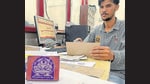 For the last week, the Ludhiana postal department has been using a rubber stamp promoting yoga, which reads ‘Be with yoga, be at home’ on all articles booked for delivery. (Gurpreet Singh/HT)