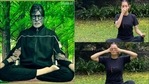 Yoga Day: Amitabh Bachchan, Dia Mirza stress on breathing asanas amid Covid-19(Instagram/amitabhbachchan/diamirzaofficial) Yoga Day: Amitabh Bachchan, Dia Mirza stress on breathing asanas amid Covid-19(Instagram/amitabhbachchan/diamirzaofficial)