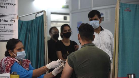 As many as 209 session sites were run on Monday, as part of a statewide mega vaccination drive. (Parveen Kumar/HT Photo) As many as 209 session sites were run on Monday, as part of a statewide mega vaccination drive. (Parveen Kumar/HT Photo)